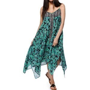 VOLCOM MIX PAISLEY PRINTED FLOWY HANDKERCHIEF HEM SLEEVELESS DRESS SMALL